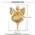 Detailed size parameters of fairy pendant with rhinestones and enamel wings in gold - Colorful Fairy Dancer (YH1558)