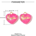 Detail view of 20mm x 21mm pink heart Love pendant with copper and enamel dimensions - Rose Pink Texture Love Style (YH1567-2)