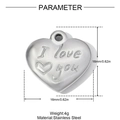 Polished heart pendant in stainless steel with I Love You engraving for women - I Love You Engraved Heart Style (YH1600-1) / Silver