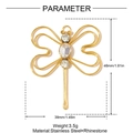 Detailed view of golden dragonfly pendant with size specs and rhinestone wing detail - Exquisite Hollow Dragonfly (YH1559)