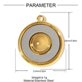 Pendentif rond en acier inoxydable doré et argenté, 24mm x 21mm, sur fond blanc - Style Rond Or Argent Brossé (YH1508-1)