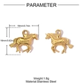 Macro detail of gold stainless steel unicorn pendant engraved with Dream text and measurements - "Dream" Horse Style (YH1606-2) / Gold