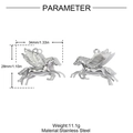 Macro detail of stainless steel Pegasus pendants with product size and weight parameters - Pegasus Shape (YH1607-1) / Silver