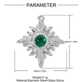 Ciondolo a stella in acciaio inossidabile con pietra verde, misure 30mm x 26mm - Argento-Pietra Verde Stella (YH1634-1)