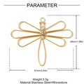 Detailed size view of a 61mm gold dragonfly stainless steel pendant with white rhinestones - Large Hollow Dragonfly (YH1561)