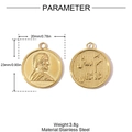 Detailed parameter view of 20mm gold stainless steel coin pendant with Persian relief - Gold Round Ancient Coin Portrait Style (YH1586)