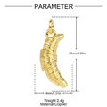 Detailed parameter view of a gold croissant pendant in copper with size and weight metrics - Croissant Style (YH1576)