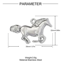 Detalle del colgante de pegaso de acero inoxidable pulido medidas 22mm por 35mm - Forma de Caballo Corriendo (YH1608-1)