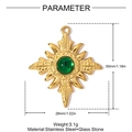 Tabella dei parametri del ciondolo a stella in acciaio dorato con pietra di vetro verde - Oro-Pietra Verde Stella (YH1634-3)