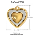 Détail macro du pendentif coeur triple couche en acier inoxydable avec ses dimensions - Style Cœur Or Argent Brossé (YH1510-1)