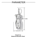 Detailed size parameters of a female torso pendant in polished stainless steel - Female Torso Sculpture Style (YH1603)