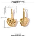 Front and back macro view of golden stainless steel middle finger gesture pendant - Gold Edgy Middle Finger Gesture Style (YH1589)