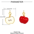 Detailed size view of red enamel apple charms with dimensions for DIY jewelry - Apple Set Style (YH1582)