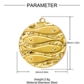 Gold stainless steel fish relief pendant, 24x26mm round lucky charm for jewelry DIY - Fish Relief Disc Style (YH1663)