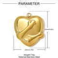 Detailed view of heart-shaped hug pendant in gold finish with precise measurements - Gold Hugging Heart (YH1654-2) / Gold