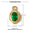 Macro detail of gold lava-textured teapot pendant with green zircon gemstone for jewelry - Gold Oval Green Stone (YH1612-2)
