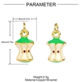 Technical drawing showing dimensions of apple core pendant in copper and enamel - Green Apple Core Style (YH1583-1)