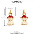 Detailed parameter diagram showing 18mm red enamel apple core pendant in copper - Red Apple Core Style (YH1583-2)