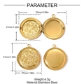 French style gold stainless steel round locket pendant with embossed floral pattern for photos - Round Scroll Embossed Locket (YH1657)