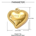 Golden heart-shaped stainless steel pendant with Love You More engraving and bead edge - Gold Engraved Heart (YH1655-2)