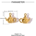 Detailed specs of a 13mm gold teapot pendant in stainless steel weighing 1.7g - Kettle Shape (YH1626)