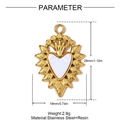 Dimensioni dettagliate per un ciondolo a cuore dorato con inserto in resina - Stile Cuore Raggi di Sole Oro (YH1640)