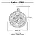 Detailed view of silver stainless steel winged heart pendant with size parameters - Silver Heart Wings (YH1728-1)