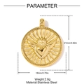Detailed specs of stainless steel winged heart pendant with 21x18mm size measurements - Gold Heart Wings (YH1728-2)