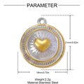 Dimensions détaillées du pendentif cœur rond en acier inoxydable avec poids et taille - Décoration de Cœur Ronde (YH1690)