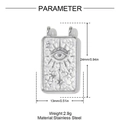 Silver evil eye stainless steel pendant necklace with relief texture measurements - Silver Square Evil Eye (YH1729-1)