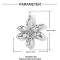Detailed parameter view of 33mm stainless steel flower pendant showing dimensions and weight - Silver Six-Petal Flower (YH1730-1)