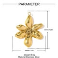 Detailed dimensions of gold stainless steel flower pendant showing 33mm height and 26mm width - Gold Six-Petal Flower (YH1730-2)