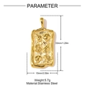 Detailed view of golden rectangle ocean pendant with 33mm height and 15mm width - Gold Shell Coral (YH1731)
