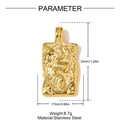 Detail view of gold stainless steel snake pendant with size dimensions 33mm by 17mm - Gold Snake Star Moon (YH1732)
