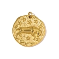 Dettaglio del ciondolo zodiaco Toro in oro con toro e stelle in rilievo lucido - Ciondolo Rilievo Toro(YH1727-2)