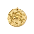 Dettaglio del ciondolo zodiacale cancro dorato con trama martellata e piccole stelle - Ciondolo Rilievo Cancro(YH1727-4)