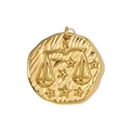 Macro view of Libra zodiac gold relief pendant with star details and ripple texture - Libra Relief Pendant(YH1727-7)