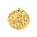 Macro shot of gold stainless steel Sagittarius zodiac pendant with embossed archer details - Sagittarius Relief Pendant(YH1727-9)