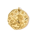 Close-up of golden zodiac Capricorn pendant with embossed goat design and star details - Capricorn Relief Pendant(YH1727-10)