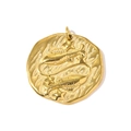 Detailed macro view of golden embossed Pisces zodiac coin pendant in stainless steel - Pisces Relief Pendant(YH1727-12)
