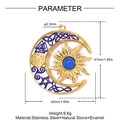 Detailed dimensions of sun and moon stainless steel pendant with natural stone and enamel - Purple Enamel Sun Moon Style (YK013-2)