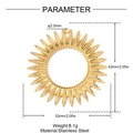 Detail of 52mm golden stainless steel sun pendant with dimensions and weight specs - Sun Radiance Ring Style (YK015)