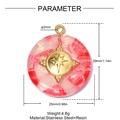 Detaillierte Spezifikationen des Edelstahl-Harz-Anhängers mit Marmorstruktur und Goldstern - Rot-Weiß Marmor Rund Stern (YK078-1)