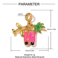 Detailed view of travel charms with dimensions for plane, palm tree, and suitcase pendants - Airplane Palm Tree Suitcase Style (YK056)