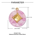 Makroansicht des Stern-Anhängers aus Acetat mit 25mm Durchmesser und 2mm Aufhängöse - Rosa Lila Marmor Rund Stern (YK078-2)