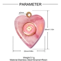 Detailed size specifications for pink resin heart pendant with dimensions 28mm by 22mm - Pink Glitter Star Heart Shape Style (YK075-1)
