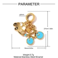 Detail of stainless steel car and bicycle pendant with blue enamel and measurements - Car Heart Bicycle Style (YK058)