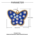Diagrama técnico con medidas de colgante de mariposa de 14mm por 18mm con tallas - Estilo Mariposa Azul Oscuro (YK080-2)