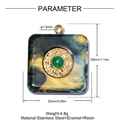 Detaillierte Größentabelle für quadratischen Acetat Sternanhänger aus Edelstahl - Schwarz Grün Gold Quadrat Edelstein (YK079-1)