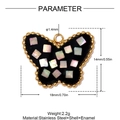 Detalle de colgante de mariposa con nácar natural y medidas de acero inoxidable - Estilo Mariposa Negra (YK080-3)